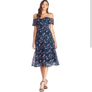 Dress The Population - River Romantic Floral Off The Shoulder Dress